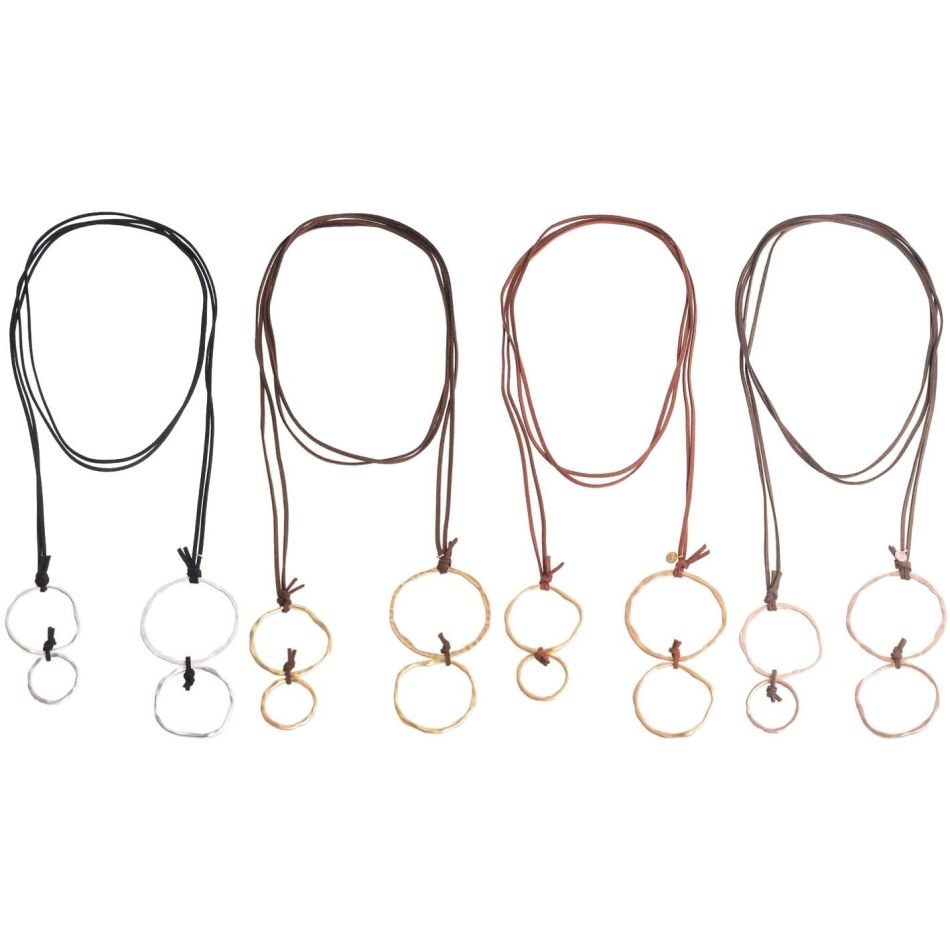 LONG NECKLACE SUEDE DOUBLE RINGS