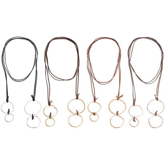 LONG NECKLACE SUEDE DOUBLE RINGS