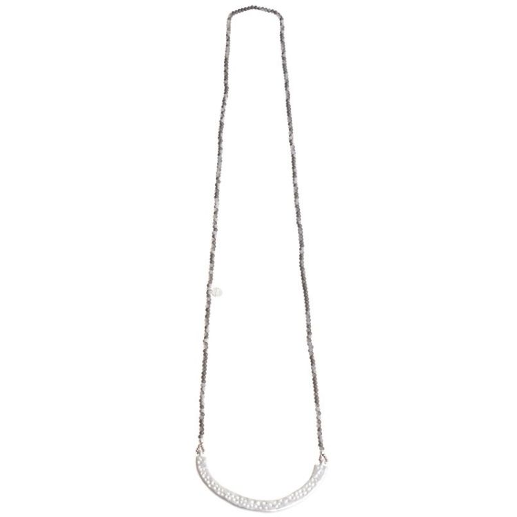 COLLAR LARGO CUENTAS FACETADAS COLGANTE MEDIA LUNA