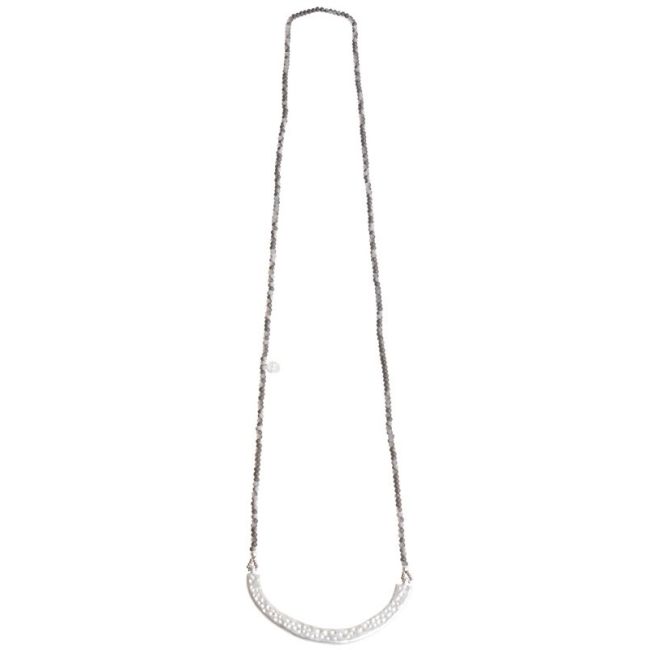 COLLAR LARGO CUENTAS FACETADAS COLGANTE MEDIA LUNA