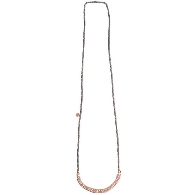 COLLAR LARGO CUENTAS FACETADAS COLGANTE MEDIA LUNA