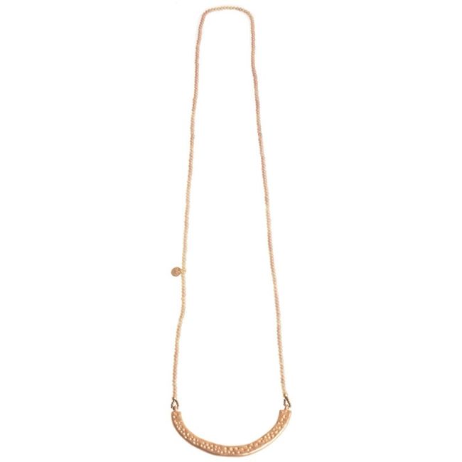 COLLAR LARGO CUENTAS FACETADAS COLGANTE MEDIA LUNA