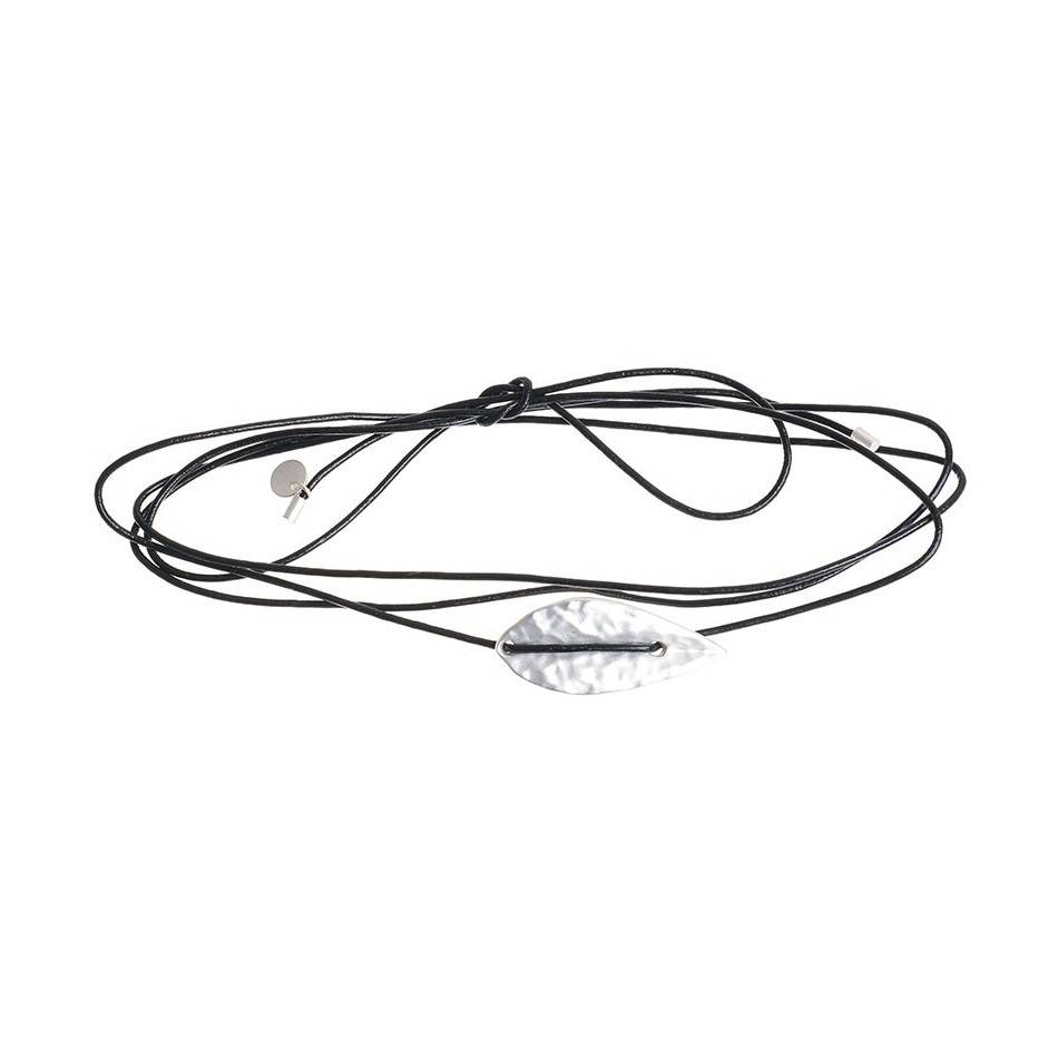 LEATHER LEAF METAL CHOKER