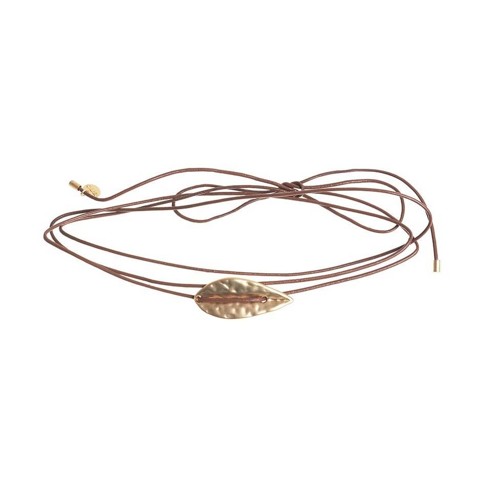 LEATHER LEAF METAL CHOKER