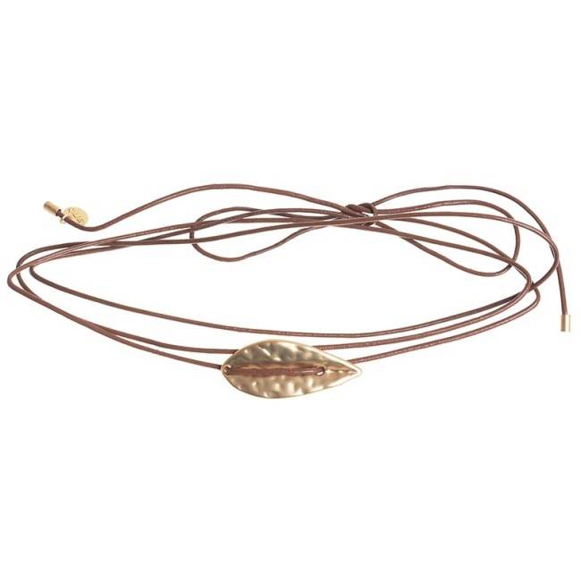 LEATHER LEAF METAL CHOKER