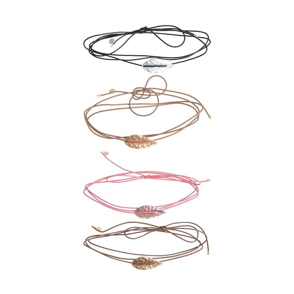 LEATHER LEAF METAL CHOKER