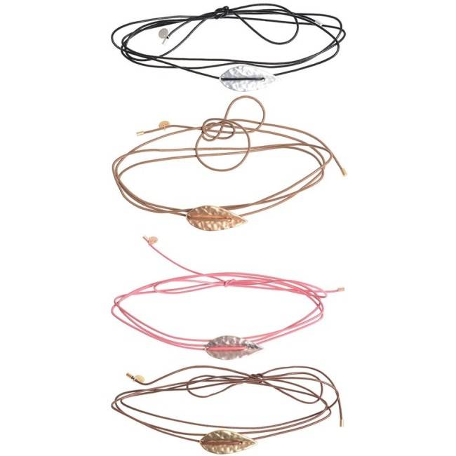 LEATHER LEAF METAL CHOKER
