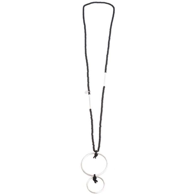 COLLAR LARGO CUENTAS FACETADAS COLGANTE DOBLE ARGOLLA