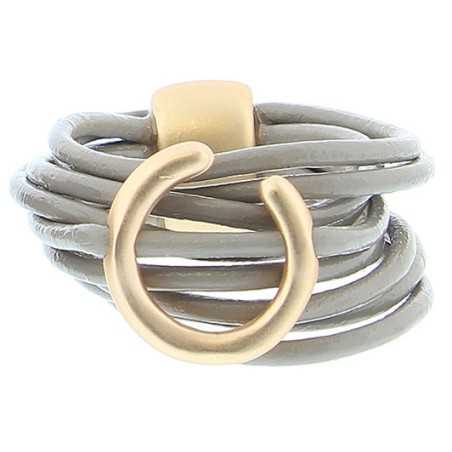 METAL HALF MOON LEATHER RING