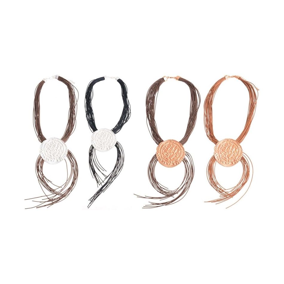 GARGANTILLA CORDONES MEDALLÓN METAL