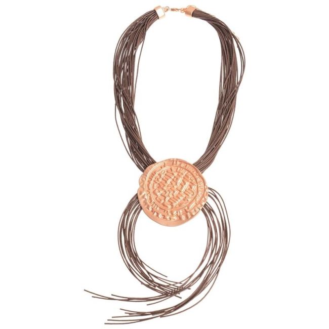 GARGANTILLA CORDONES MEDALLÓN METAL