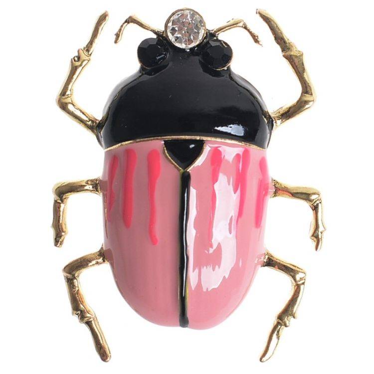 STRIPES ENAMEL METAL INSECT BROOCH