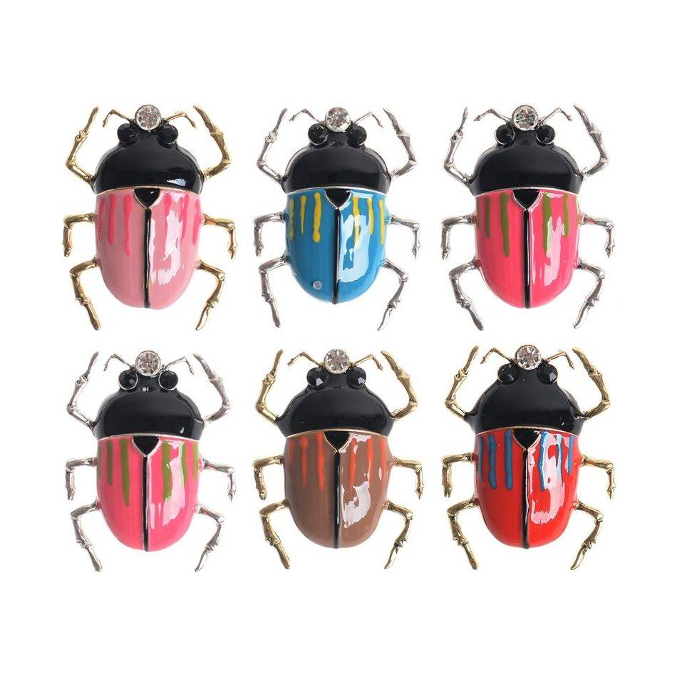 BROCHE INSECTO METAL ESMALTE RAYAS