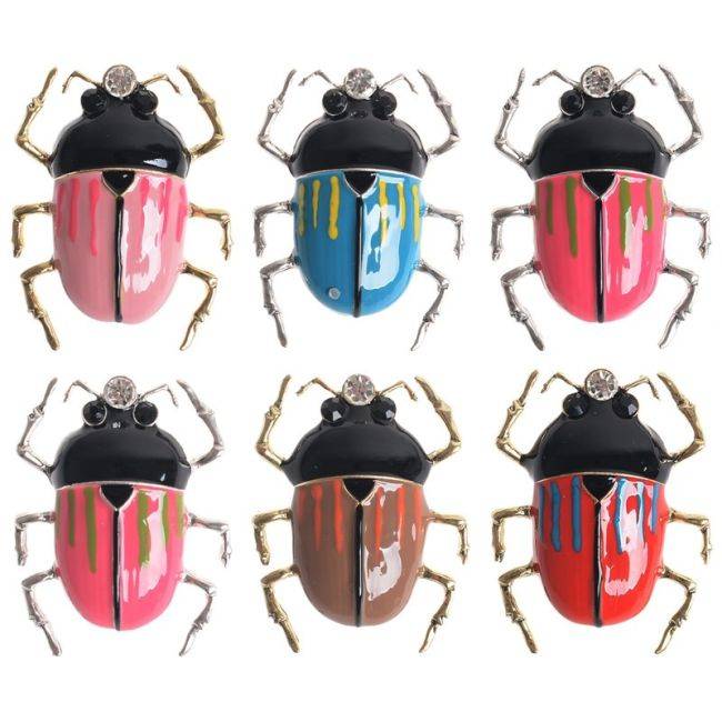 STRIPES ENAMEL METAL INSECT BROOCH