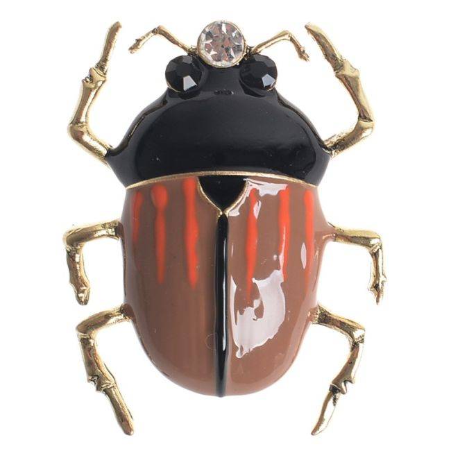 BROCHE INSECTO METAL ESMALTE RAYAS