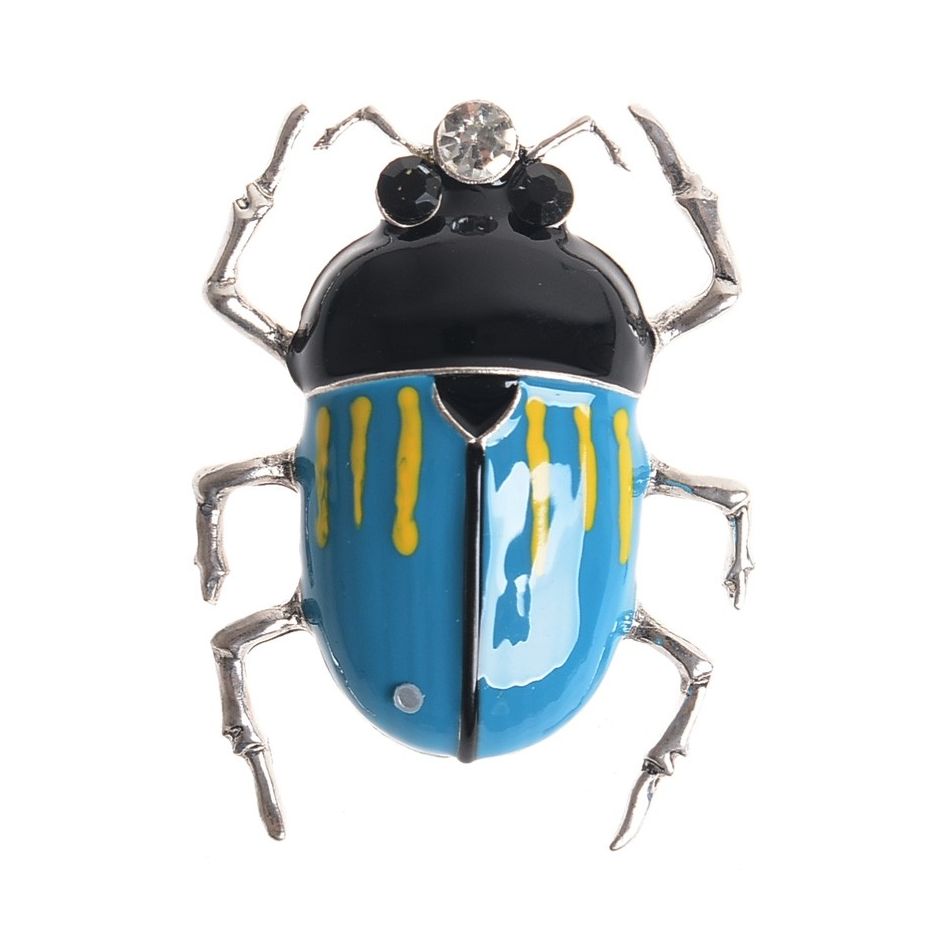 STRIPES ENAMEL METAL INSECT BROOCH