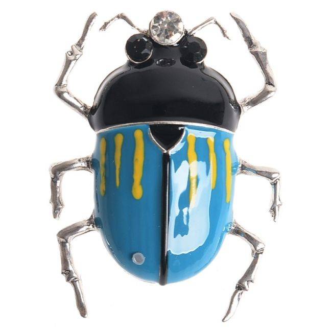 STRIPES ENAMEL METAL INSECT BROOCH
