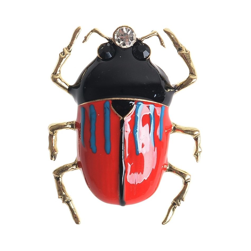 BROCHE INSECTO METAL ESMALTE RAYAS