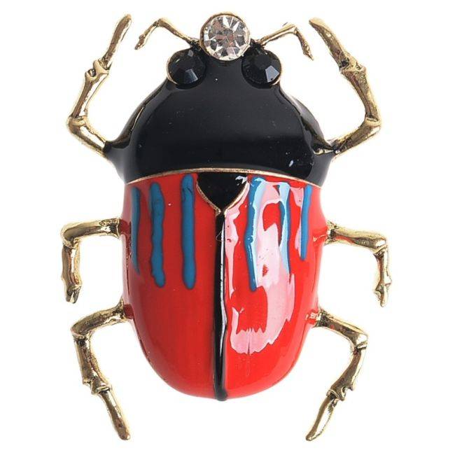 BROCHE INSECTO METAL ESMALTE RAYAS