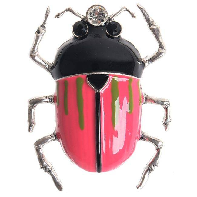 BROCHE INSECTO METAL ESMALTE RAYAS