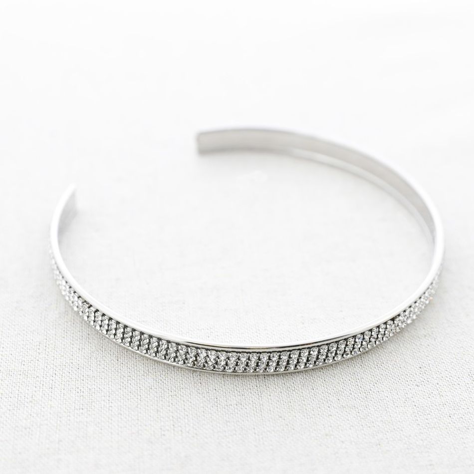 TRIPLE ROW CRYSTAL STEEL CHOKER