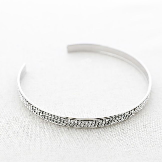TRIPLE ROW CRYSTAL STEEL CHOKER
