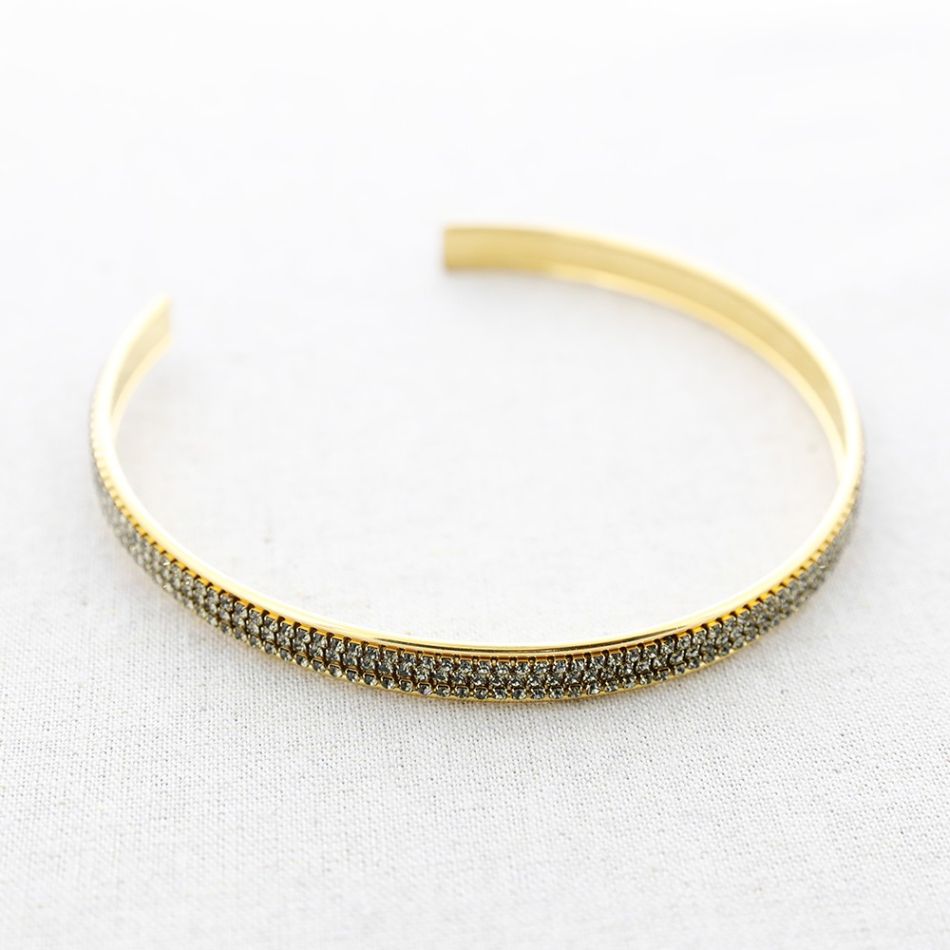CHOKER ACERO TRIPLE FILA CRISTALES