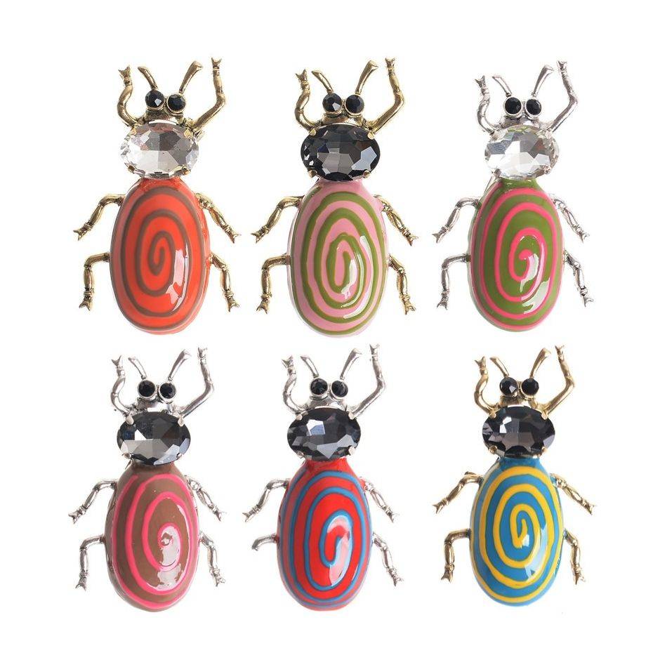 SPIRAL ENAMEL METAL INSECT BROOCH