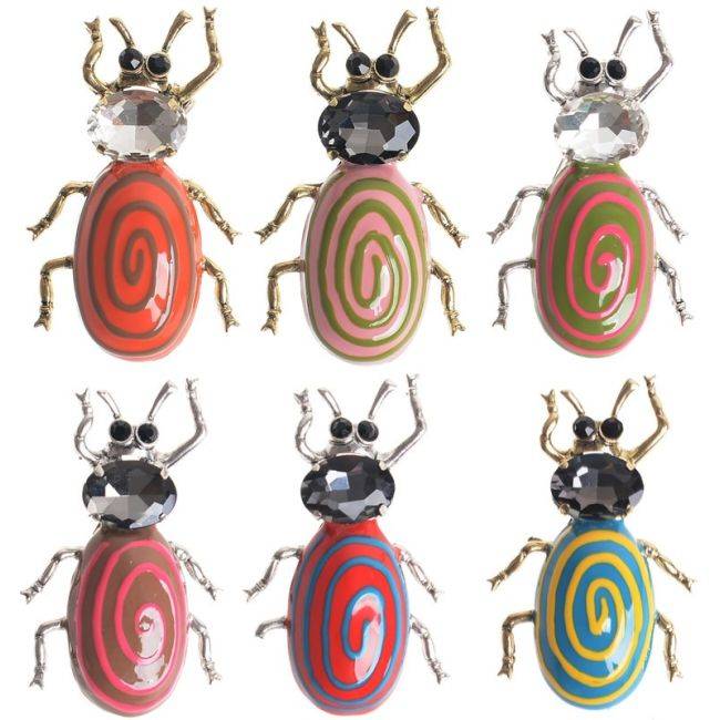 BROCHE INSECTO METAL ESMALTE ESPIRAL