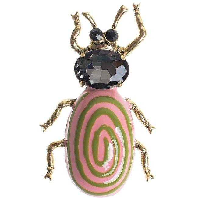BROCHE INSECTO METAL ESMALTE ESPIRAL