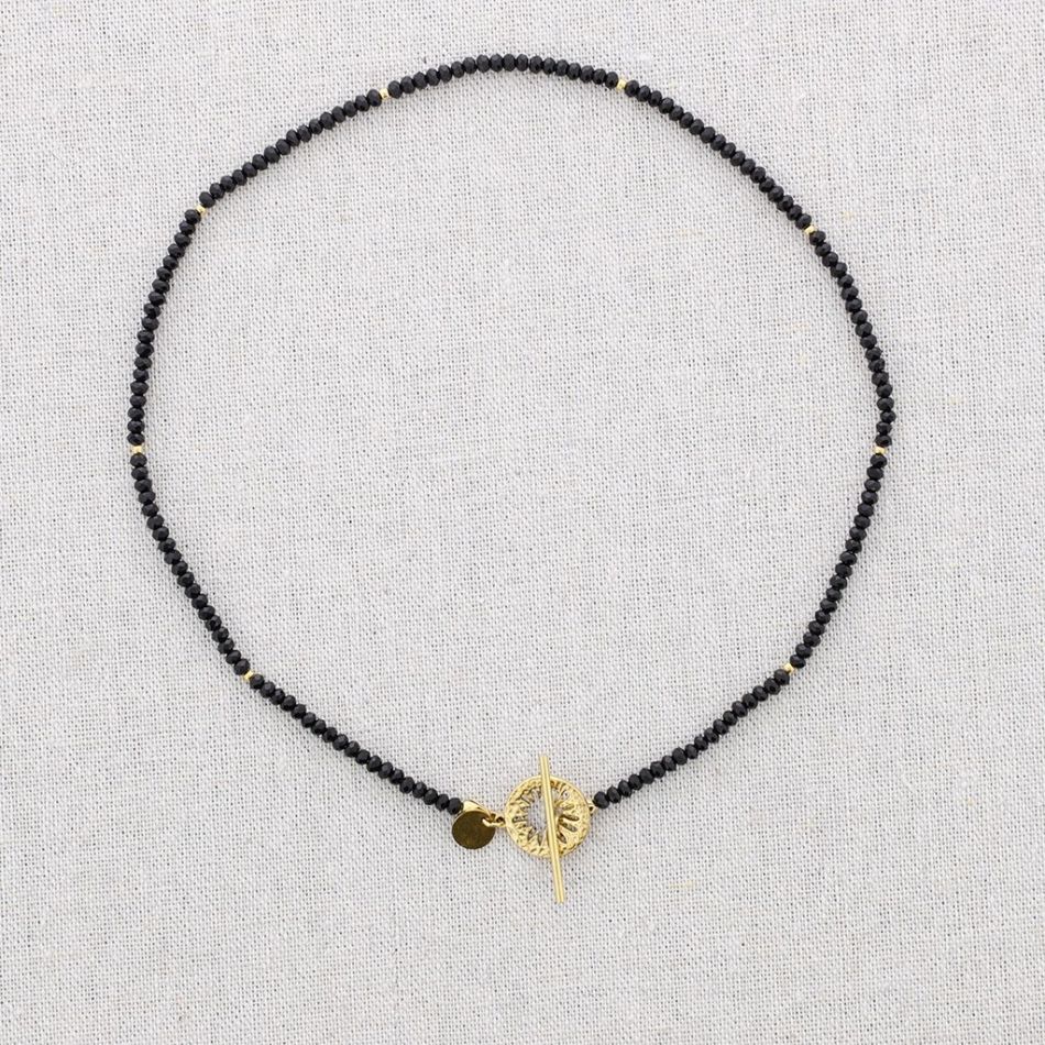 COLORED CRYSTALS STEEL SHORT NECKLACE