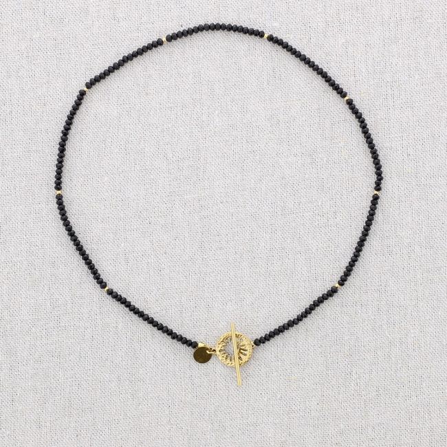 COLORED CRYSTALS STEEL SHORT NECKLACE