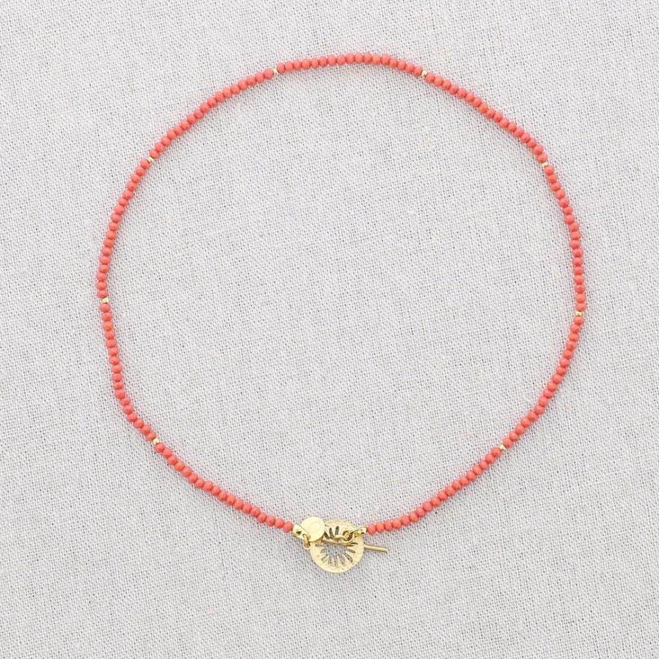 COLORED CRYSTALS STEEL SHORT NECKLACE