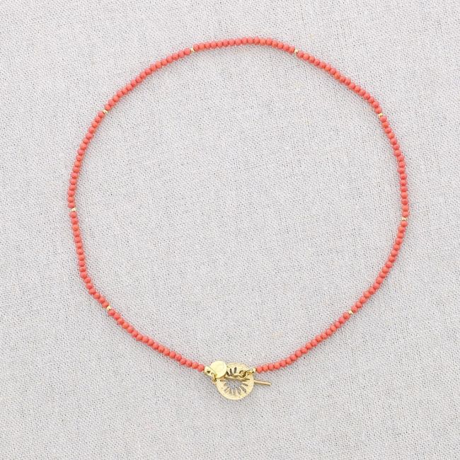 COLORED CRYSTALS STEEL SHORT NECKLACE
