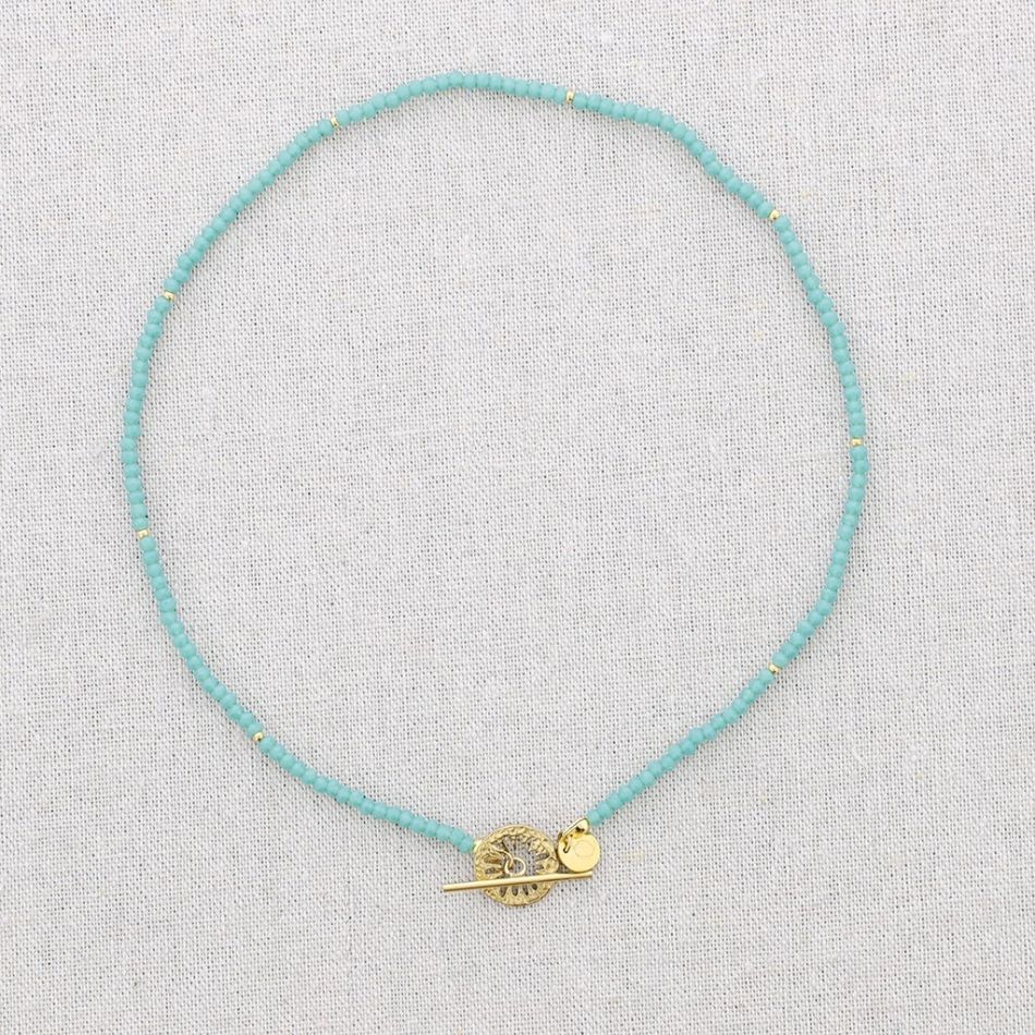 COLORED CRYSTALS STEEL SHORT NECKLACE