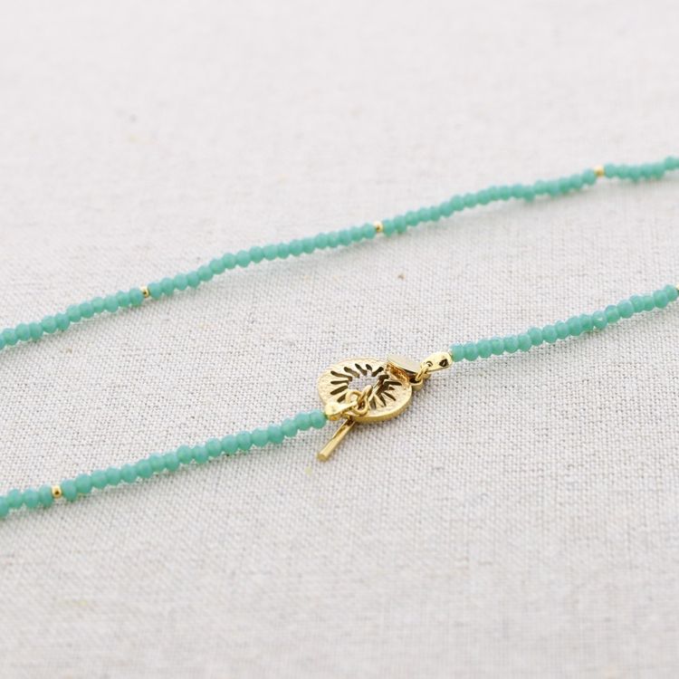 COLORED CRYSTALS STEEL SHORT NECKLACE