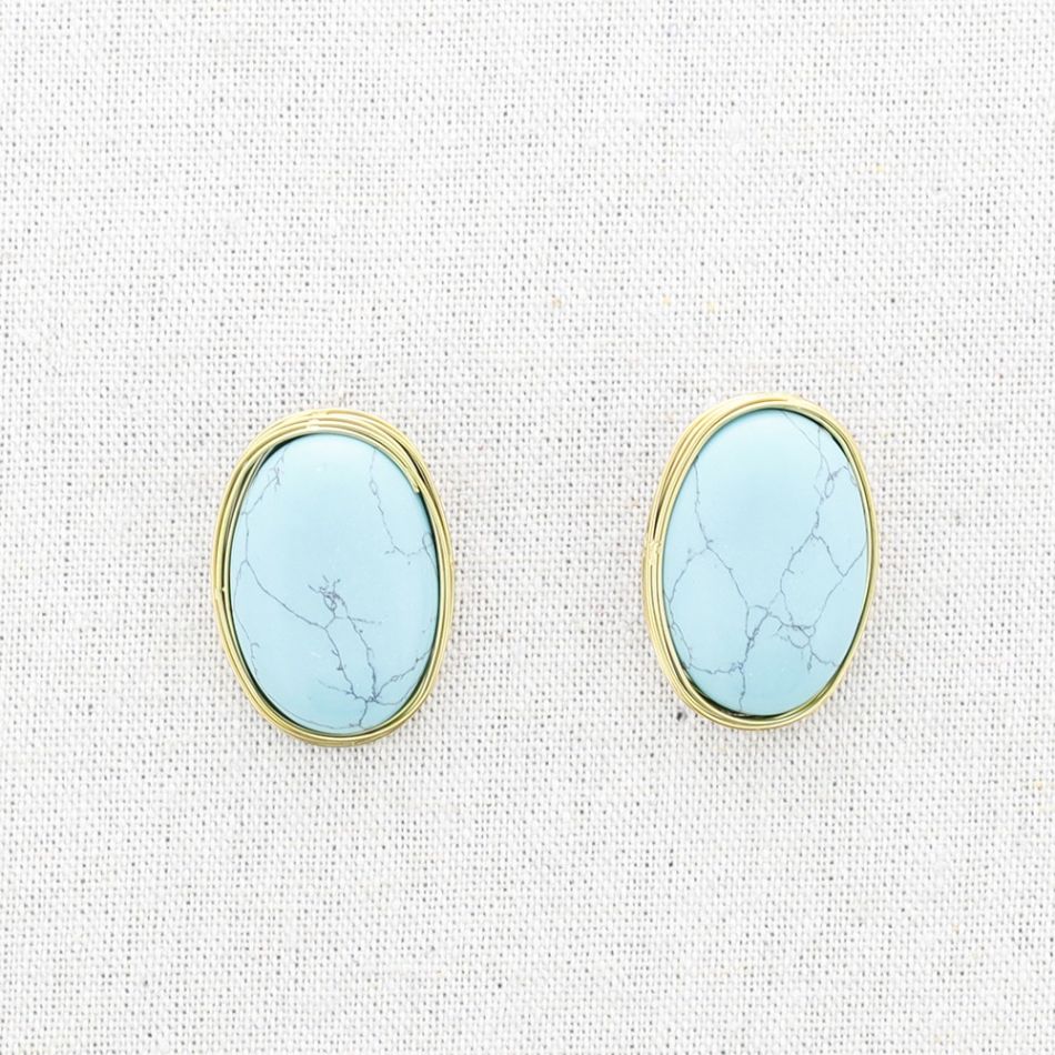 OVAL STEEL STONE EARRINGS