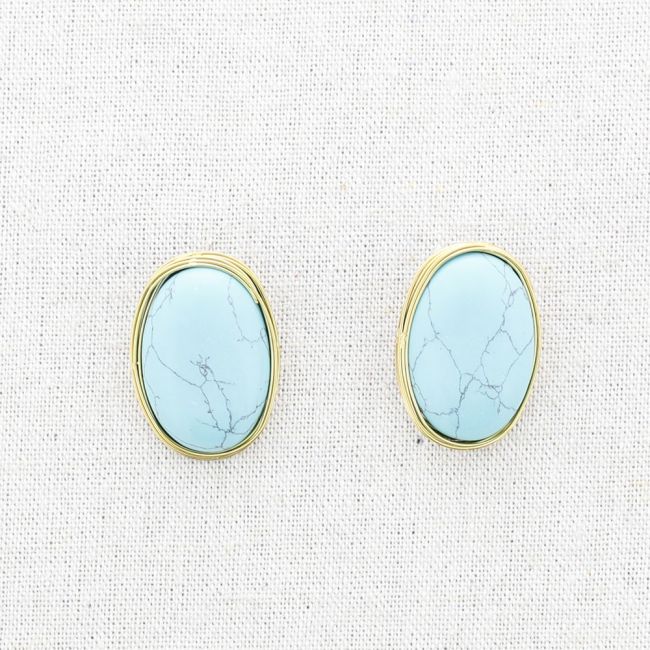 OVAL STEEL STONE EARRINGS