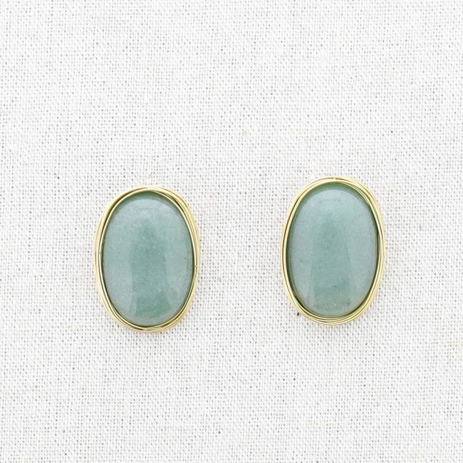 OVAL STEEL STONE EARRINGS