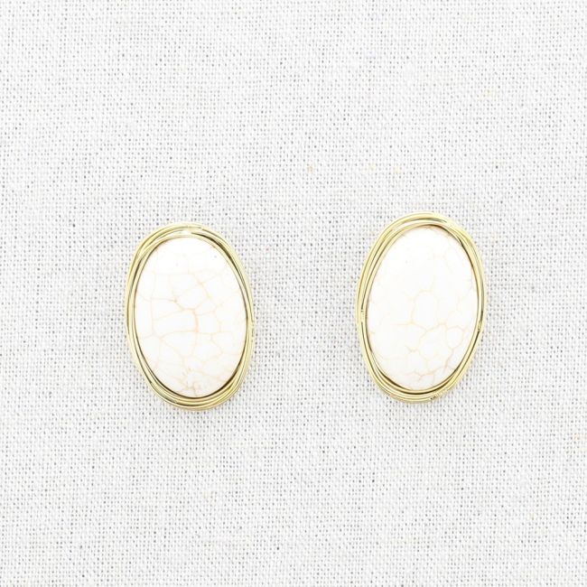 OVAL STEEL STONE EARRINGS