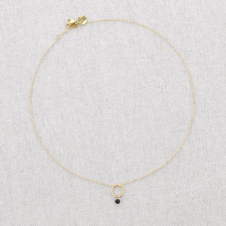 STONE RING PENDANT STEEL SHORT NECKLACE 2