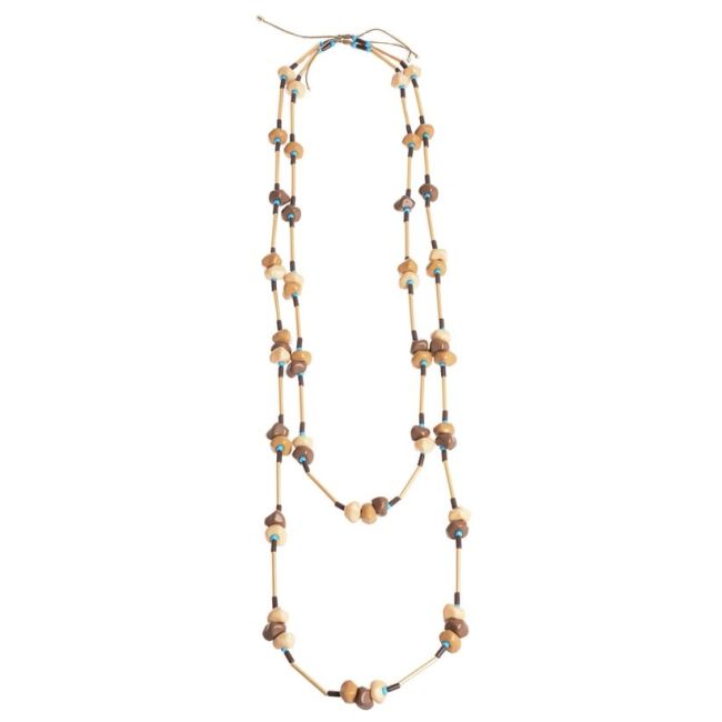 LONG DOUBLE RESIN BEADS NECKLACE