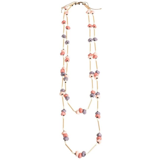 LONG DOUBLE RESIN BEADS NECKLACE