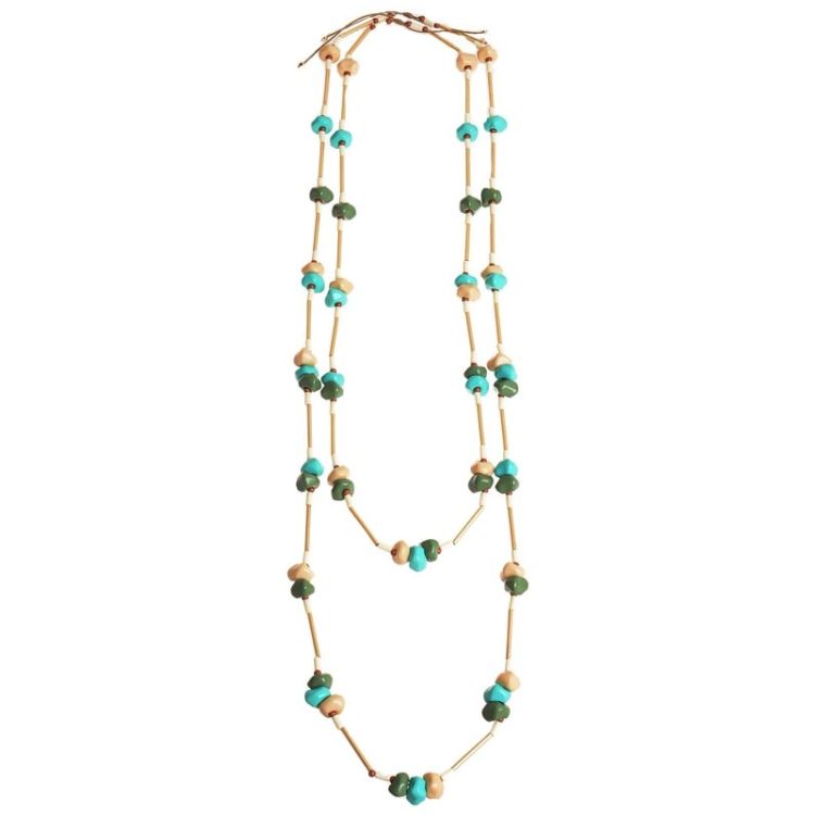 COLLAR LARGO DOBLE CUENTAS RESINA 2