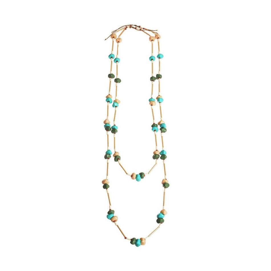 LONG DOUBLE RESIN BEADS NECKLACE