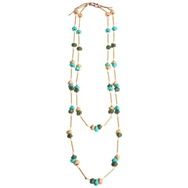 COLLAR LARGO DOBLE CUENTAS RESINA