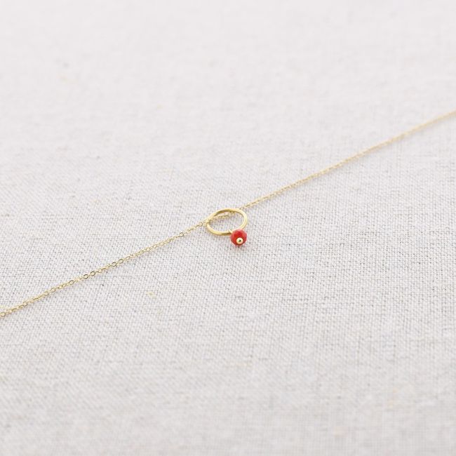 STONE RING PENDANT STEEL SHORT NECKLACE