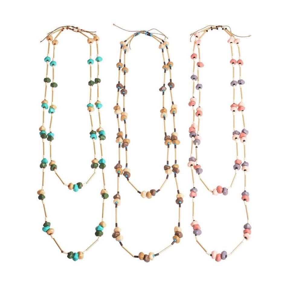 COLLAR LARGO DOBLE CUENTAS RESINA
