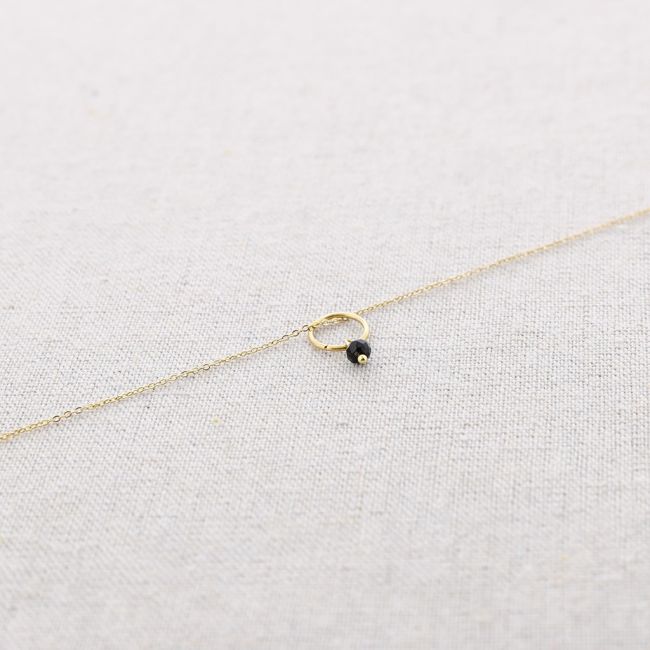 STONE RING PENDANT STEEL SHORT NECKLACE