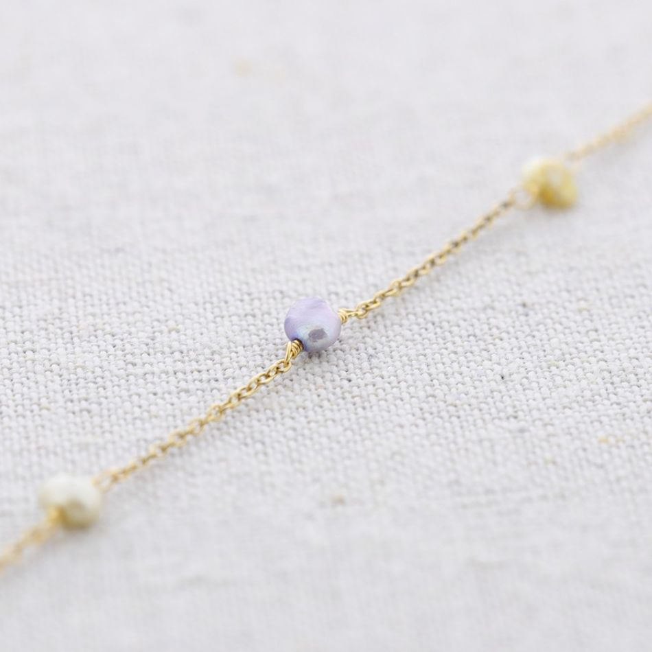 COLORFUL PEARLS STEEL SHORT NECKLACE